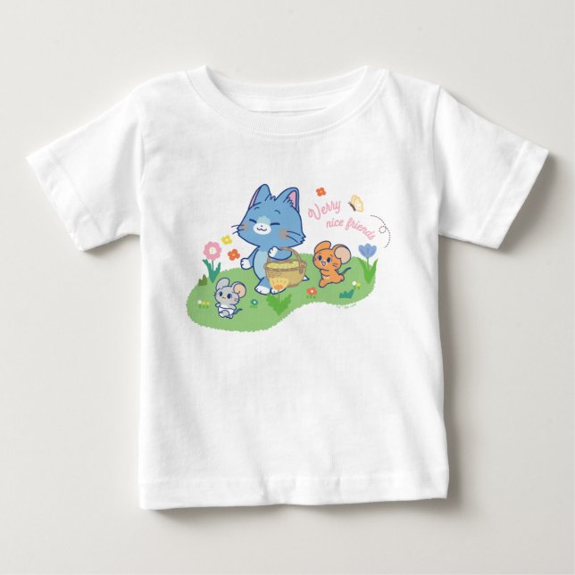 Anime Tom, Jerry, and Tuffy Picnic Baby T-Shirt (Front)