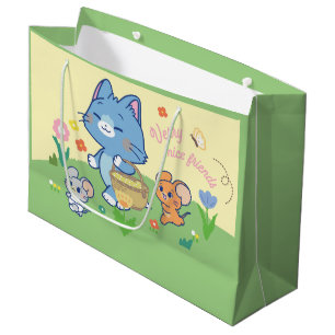 Anime Tom, Jerry, and Tuffy Picnic Large Gift Bag