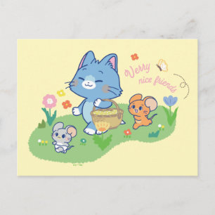 Anime Tom, Jerry, and Tuffy Picnic Postcard