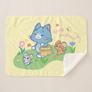 Anime Tom, Jerry, and Tuffy Picnic Sherpa Blanket