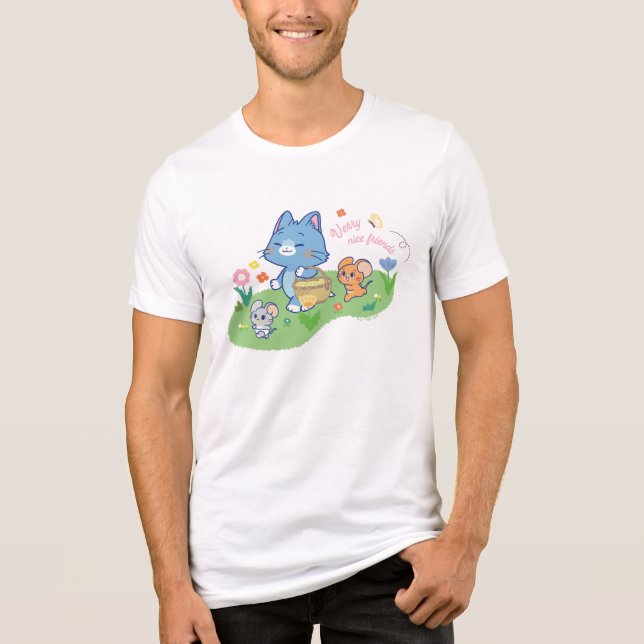 Anime Tom, Jerry, and Tuffy Picnic Tri-Blend Shirt (Front)