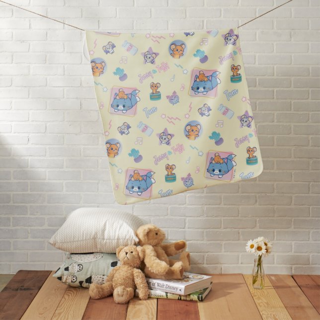 Anime Tom, Jerry, and Tuffy Playtime Pattern Baby Blanket (In Situ)
