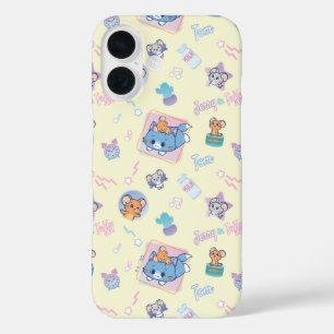 Anime Tom, Jerry, and Tuffy Playtime Pattern iPhone 16 Case