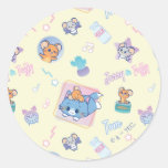 Anime Tom, Jerry, and Tuffy Playtime Pattern Classic Round Sticker