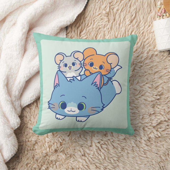 Anime Tom, Jerry, and Tuffy Throw Pillow (Blanket)