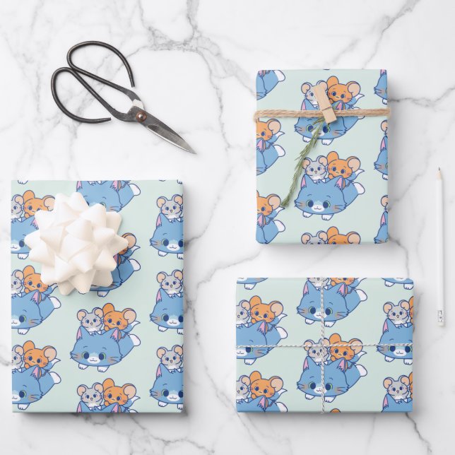 Anime Tom, Jerry, and Tuffy Wrapping Paper Sheets (Front)