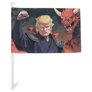 Anime Trump - Fist Raised Car Flag