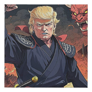 Anime Trump - Fist Raised Faux Canvas Print