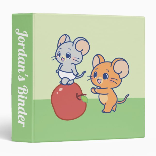 Anime Tuffy and Jerry Apple Rolling 3 Ring Binder (Front/Spine)