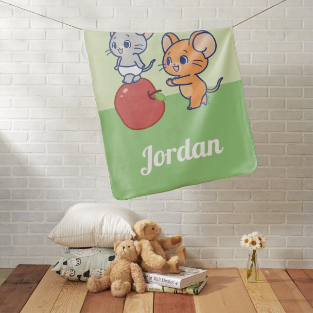 Anime Tuffy and Jerry Apple Rolling Baby Blanket (In Situ)