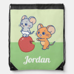 Anime Tuffy and Jerry Apple Rolling Drawstring Bag