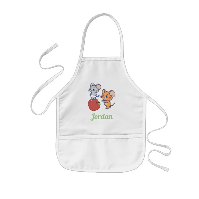Anime Tuffy and Jerry Apple Rolling Kids' Apron (Front)