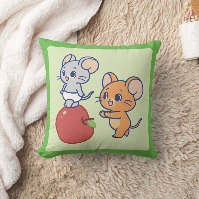Anime Tuffy and Jerry Apple Rolling Throw Pillow (Blanket)