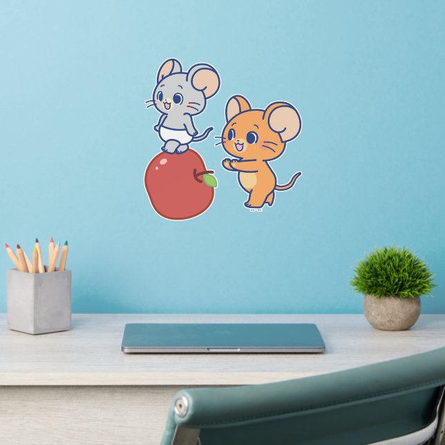 Anime Tuffy and Jerry Apple Rolling Wall Decal (Home Office 2)