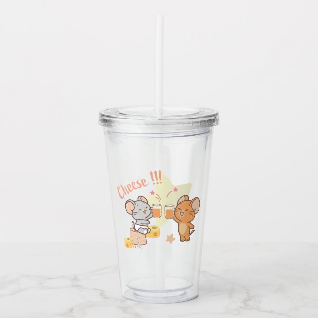 Anime Tuffy and Jerry Cheers to Cheese Acrylic Tumbler (Front)