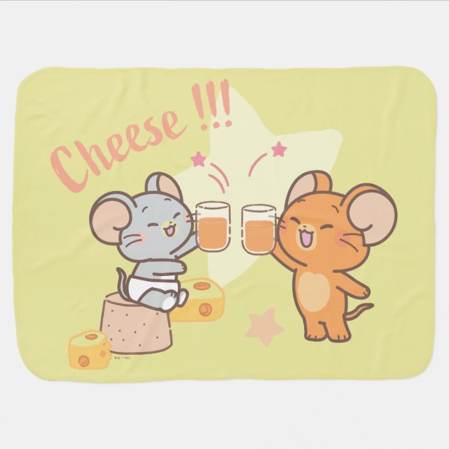 Anime Tuffy and Jerry Cheers to Cheese Baby Blanket (Horizontal)