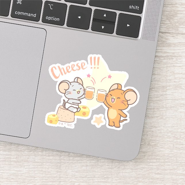Anime Tuffy and Jerry Cheers to Cheese Sticker (Detail)