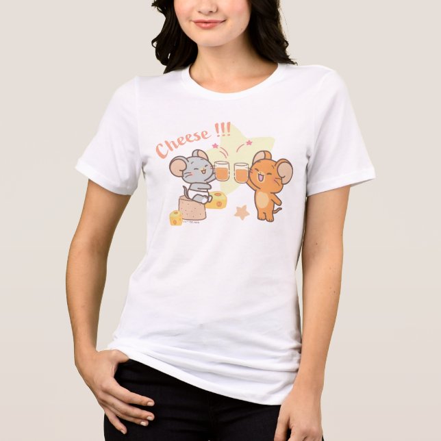 Anime Tuffy and Jerry Cheers to Cheese Tri-Blend Shirt (Front)