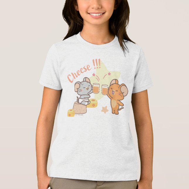 Anime Tuffy and Jerry Cheers to Cheese Tri-Blend Shirt (Front)