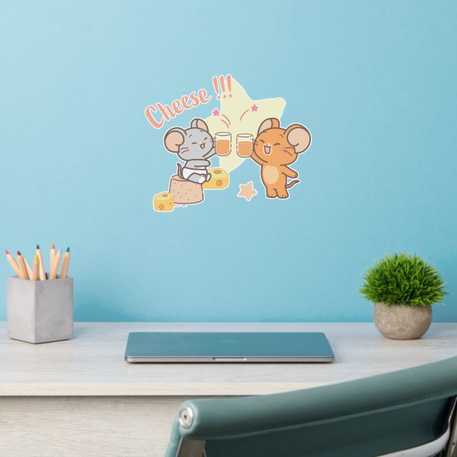 Anime Tuffy and Jerry Cheers to Cheese Wall Decal (Home Office 2)