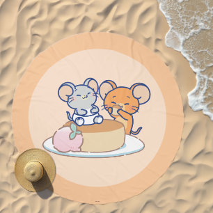 Anime Tuffy and Jerry Cheesecake Beach Towel