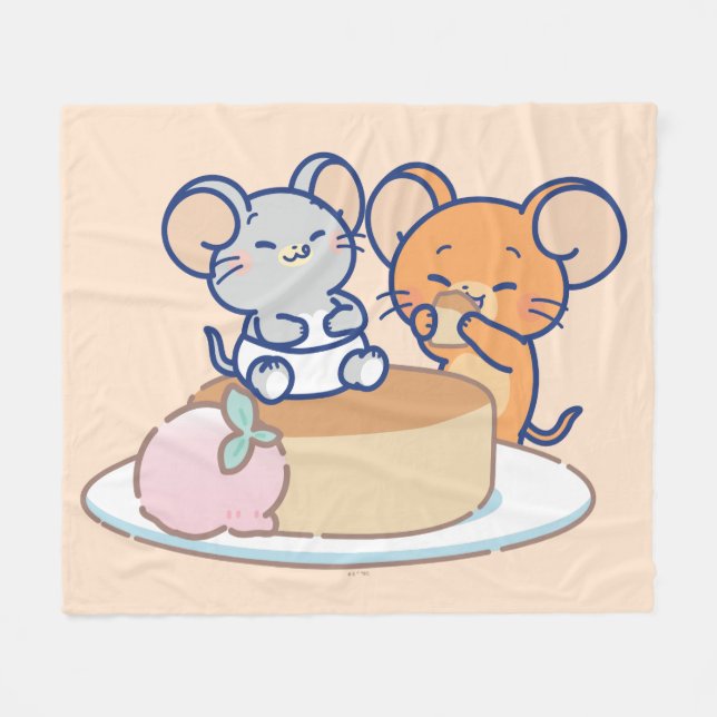 Anime Tuffy and Jerry Cheesecake Fleece Blanket (Front (Horizontal))