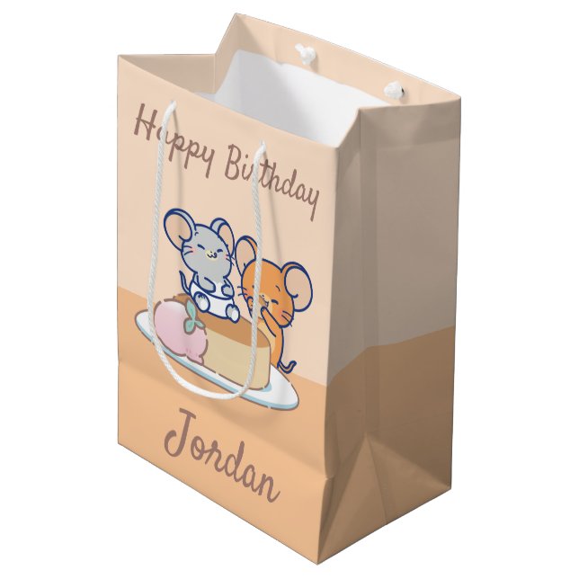 Anime Tuffy and Jerry Cheesecake Medium Gift Bag (Front Angled)