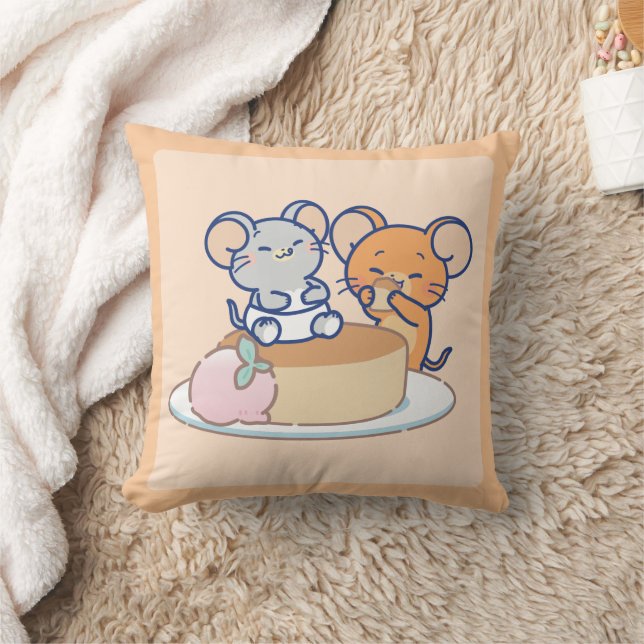 Anime Tuffy and Jerry Cheesecake Throw Pillow (Blanket)