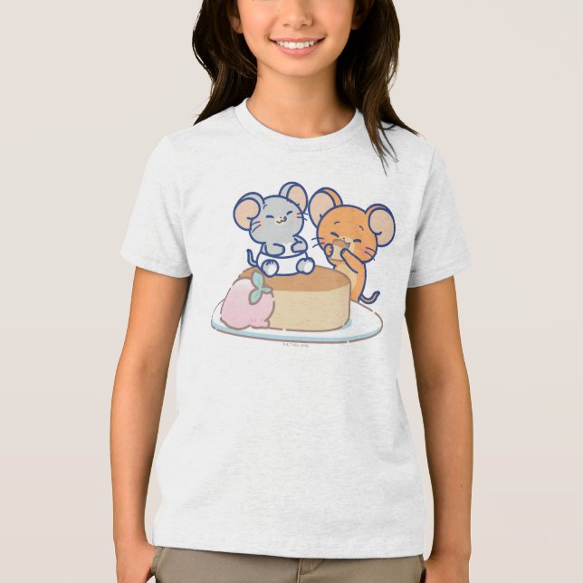 Anime Tuffy and Jerry Cheesecake Tri-Blend Shirt (Front)