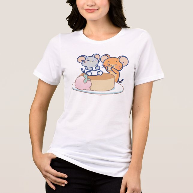 Anime Tuffy and Jerry Cheesecake Tri-Blend Shirt (Front)