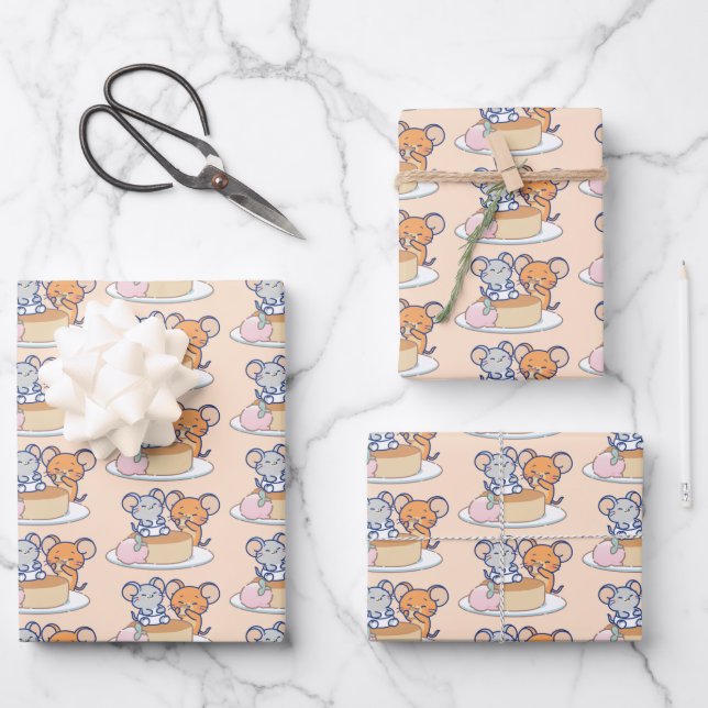 Anime Tuffy and Jerry Cheesecake Wrapping Paper Sheets (Front)