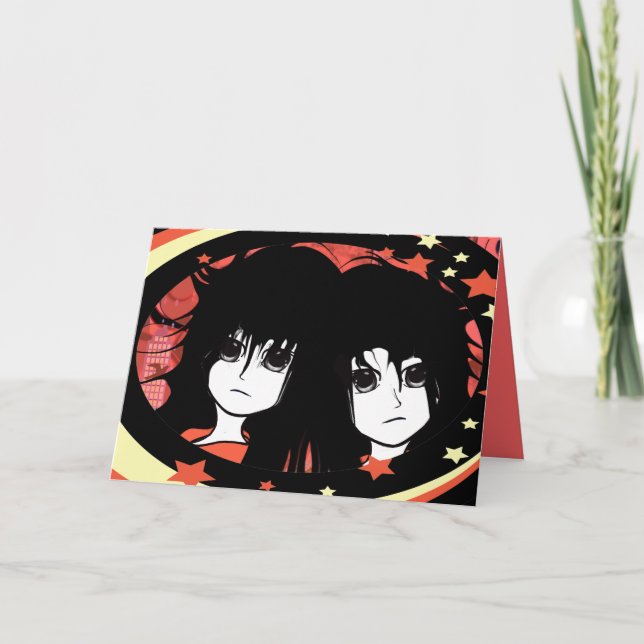 Anime Twins Holiday Card (Front)