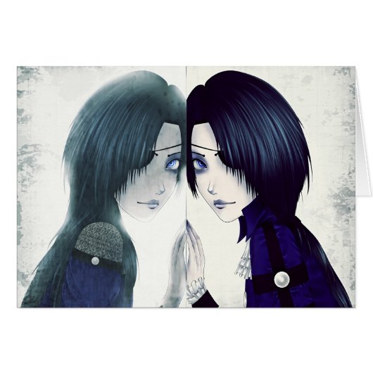 Anime twins missing each other card (Front Horizontal)