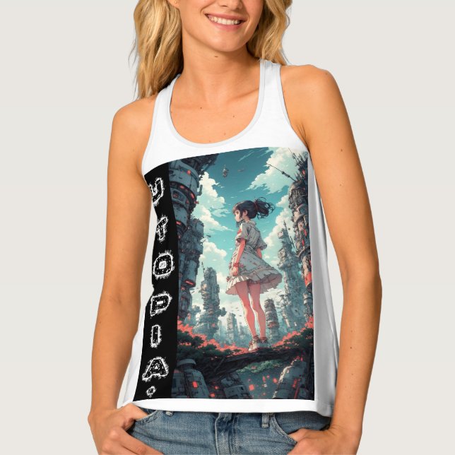 Anime Utopia Into The Future Design Tank Top (Front)