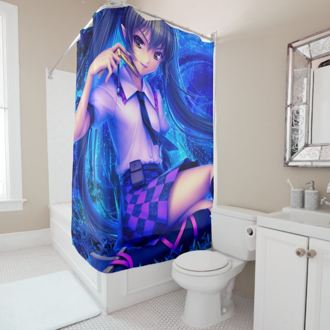 Anime Vampire Girl Shower Curtain (In Situ)