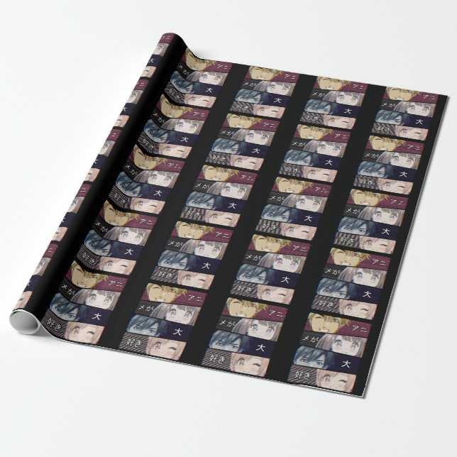 Anime Vaporwave Aesthetics Japanese Otaku Wrapping Paper (Unrolled)