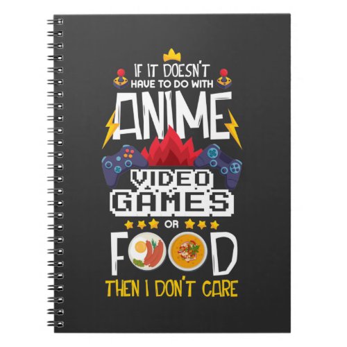 Anime Video Game Food Gamer Nerd Gaming Controller Notebook