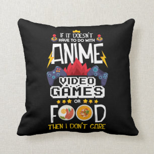 Anime Video Game Food Gamer Nerd Gaming Controller Throw Pillow