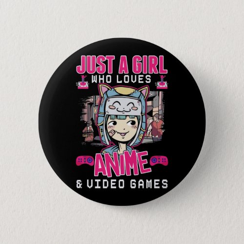 Anime Video Games Girl Otaku Teen Japanese Gaming Button