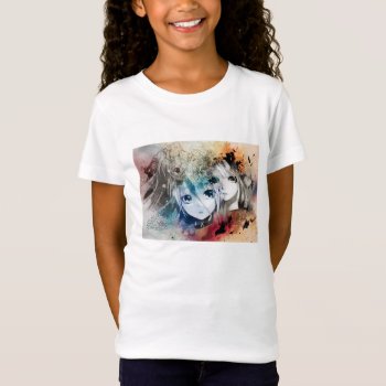 Anime Vintage Faces  Girls' Fitted Bella Babydoll T-shirt by merydesigns at Zazzle