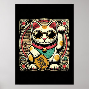 Anime Vintage Maneki Neko Lucky Cat, Success Money Poster