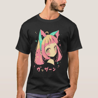 Anime Waifu Cute Anime Manga Cat Girl Sweet Retro  T-Shirt