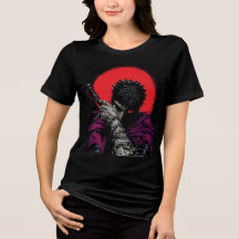 Anime Warrior Red Moon Sword Hug Art