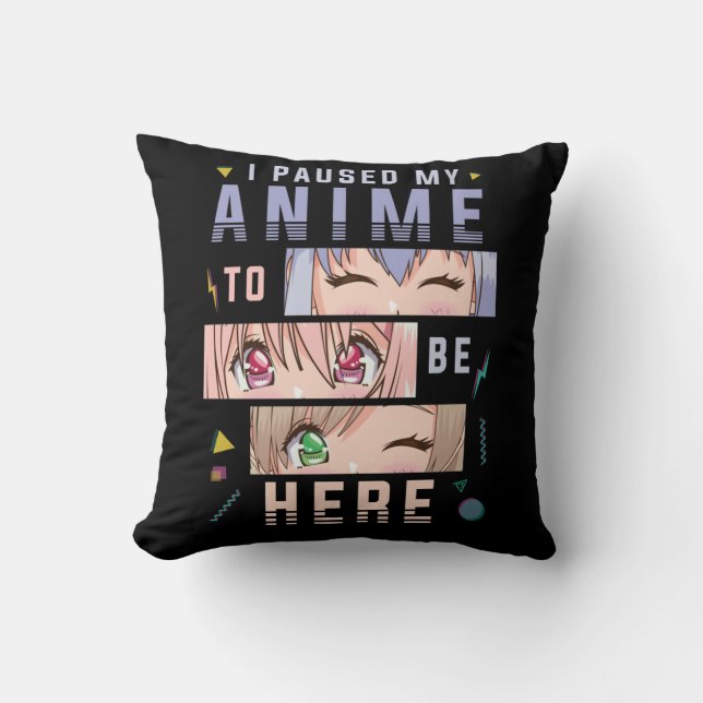 Anime watching Girl Japanese Anime Lover Throw Pillow (Front)