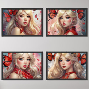 Anime Watercolor Print Set