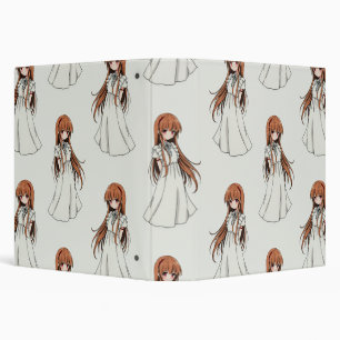 Anime Weeb Girl Manga Pattern Design 3 Ring Binder