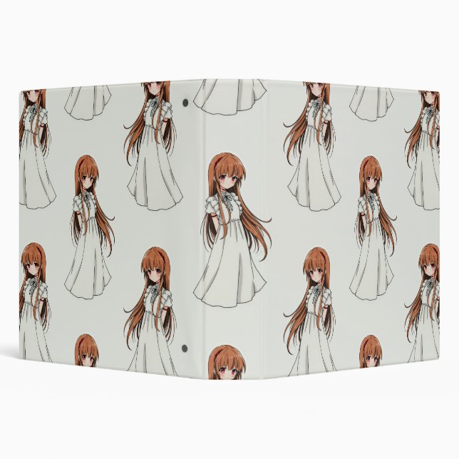 Anime Weeb Girl Manga Pattern Design  3 Ring Binder (Background)