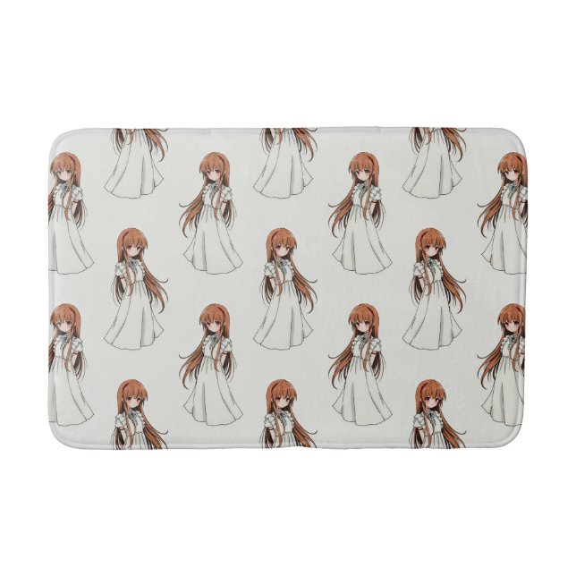 Anime Weeb Girl Manga Pattern Design  Bath Mat (Front)