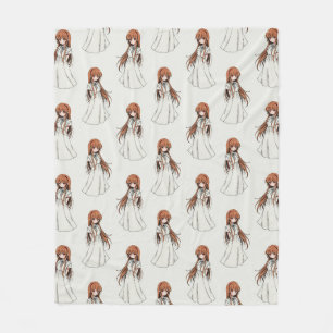 Anime Weeb Girl Manga Pattern Design  Fleece Blanket
