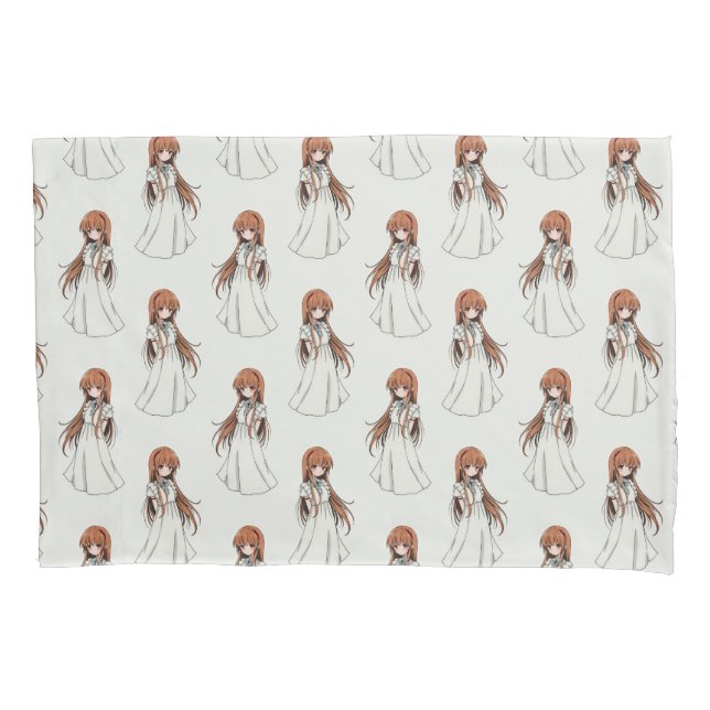 Anime Weeb Girl Manga Pattern Design  Pillow Case (Front)